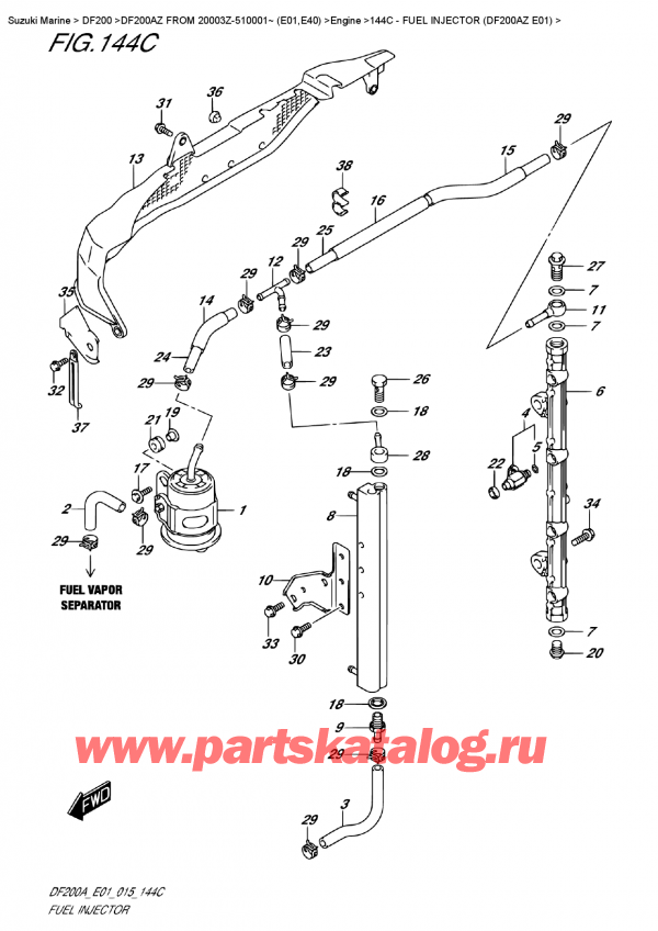 ������������ ��������, �� �������� �����, Suzuki DF200A ZL / ZX FROM 20003Z-510001~ (E01), Fuel Injector  (Df200Az  E01) - ��������� �������� (Df200Az E01)