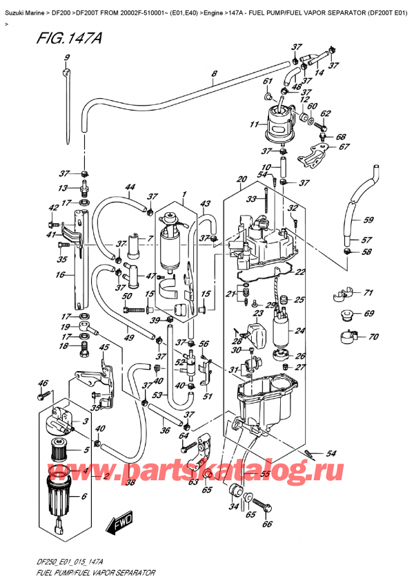��������, �� ��������� ���������, SUZUKI DF200T L / X / XX FROM 20002F-510001~ (E01)  ������ 2015 ����, Fuel  Pump/fuel  Vapor  Separator  (Df200T  E01)