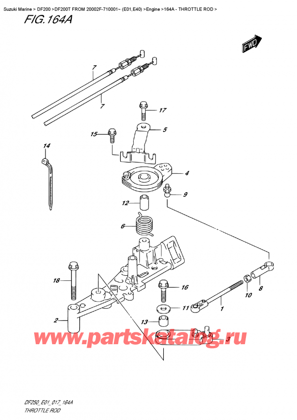  ,    ,  DF200T X FROM 20002F-710001~ (E01)   2017 , Throttle Rod