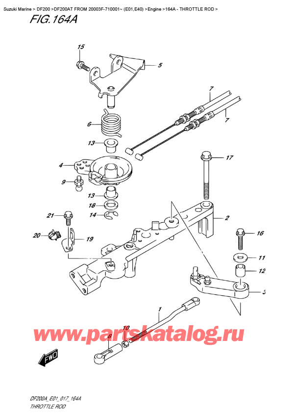 ��������� ��������, �� �����, SUZUKI DF200A TL/TX  FROM 20003F-710001~ (E01)  , Throttle Rod / ���� ��������