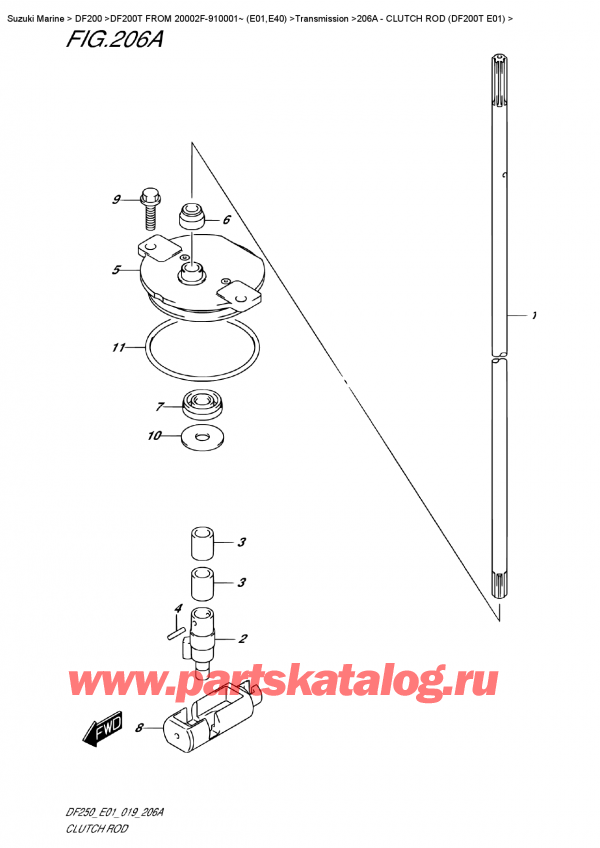  ,   , Suzuki DF200T X FROM 20002F-910001~ (E01), Clutch Rod (Df200T  E01)