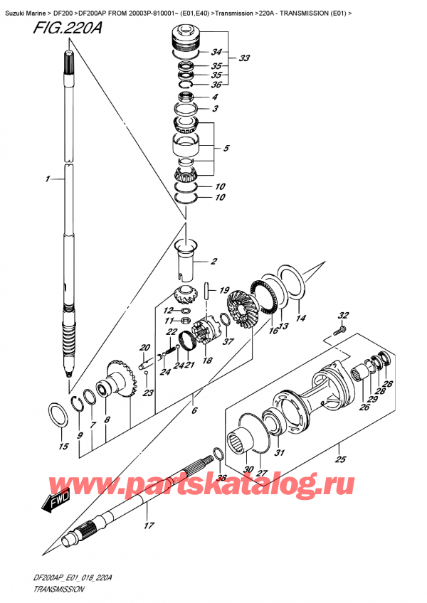 ,  , Suzuki DF200AP L/X FROM 20003P-810001~ (E01)  2018 , Transmission  (E01)