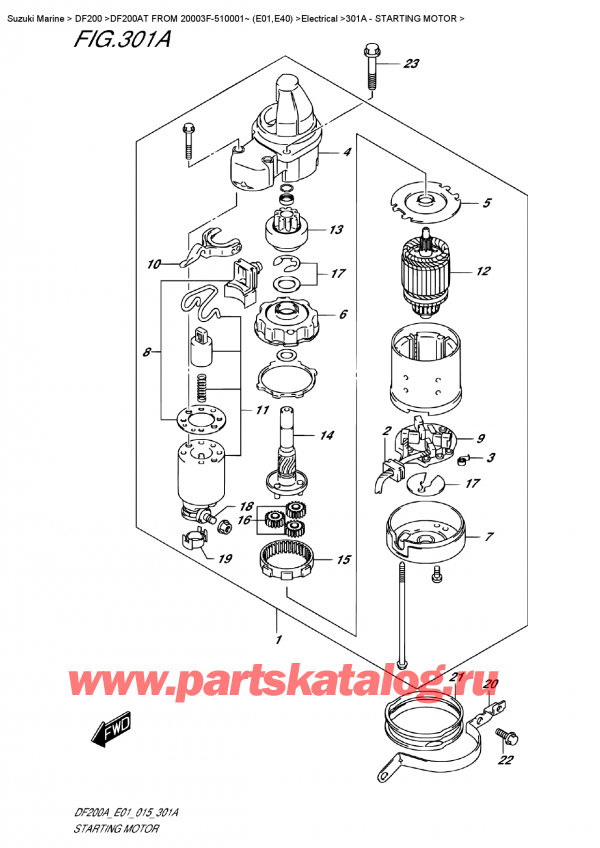  ,  ,  DF200A TL / TX FROM 20003F-510001~ (E01), Starting  Motor -  