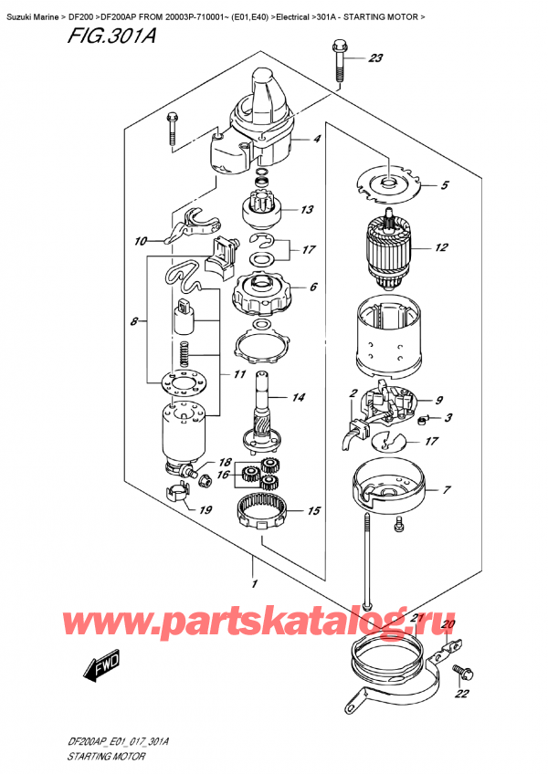 �������������, �� �������� �����, Suzuki DF200A PL / PX FROM 20003P-710001~ (E01)  , Starting  Motor