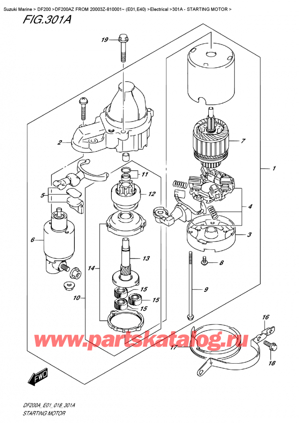  ,   , Suzuki DF200A ZL / ZX FROM 20003Z-810001~ (E01), Starting  Motor -  