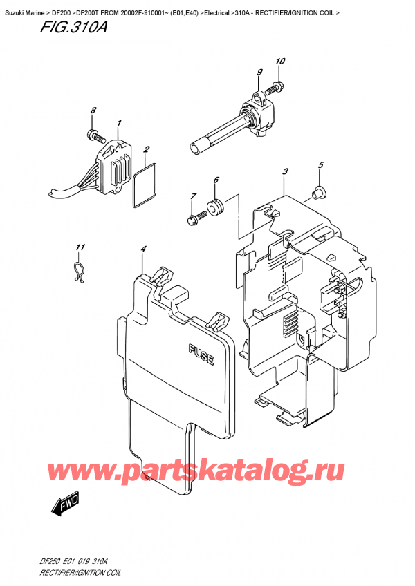  ,   , Suzuki DF200T X FROM 20002F-910001~ (E01)  2019 , Rectifier/ignition  Coil
