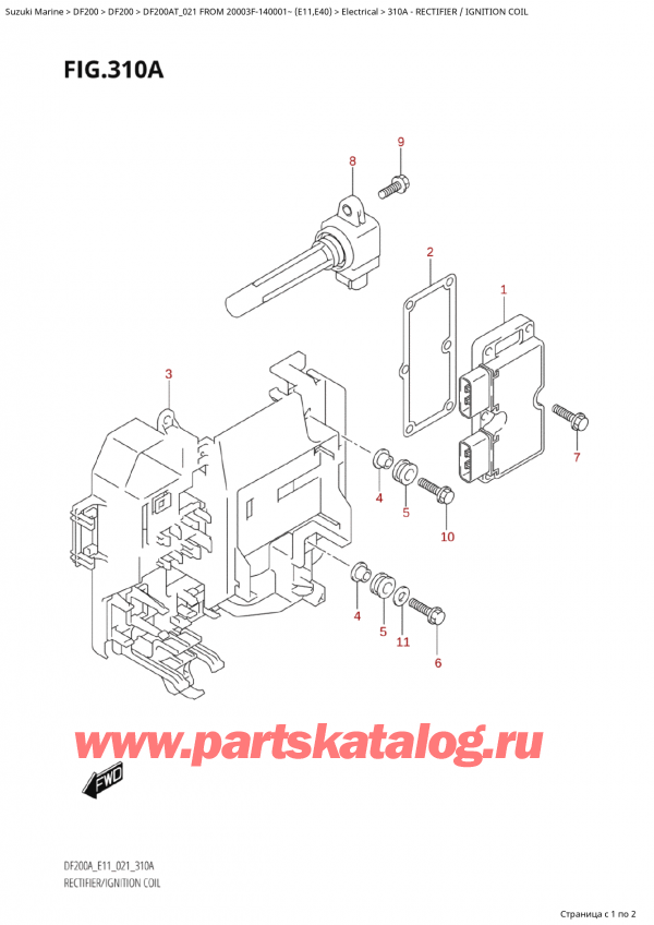 ������������ ��������, �� ���������, SUZUKI Suzuki DF200A TL / TX FROM 20003F-140001~  (E01 021), Rectifier / Ignition Coil
