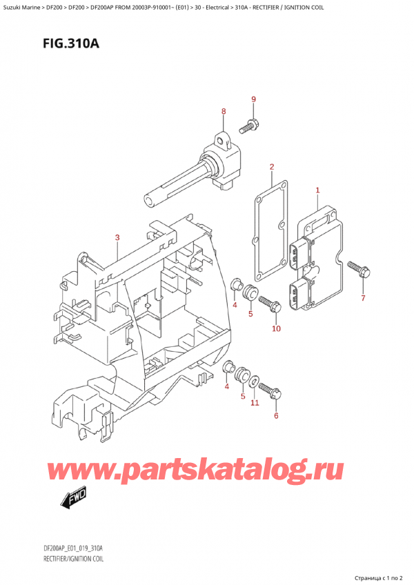  ,   , Suzuki Suzuki DF200AP L / X FROM 20003P-910001~  (E01 019)  2019 , Rectifier / Ignition Coil