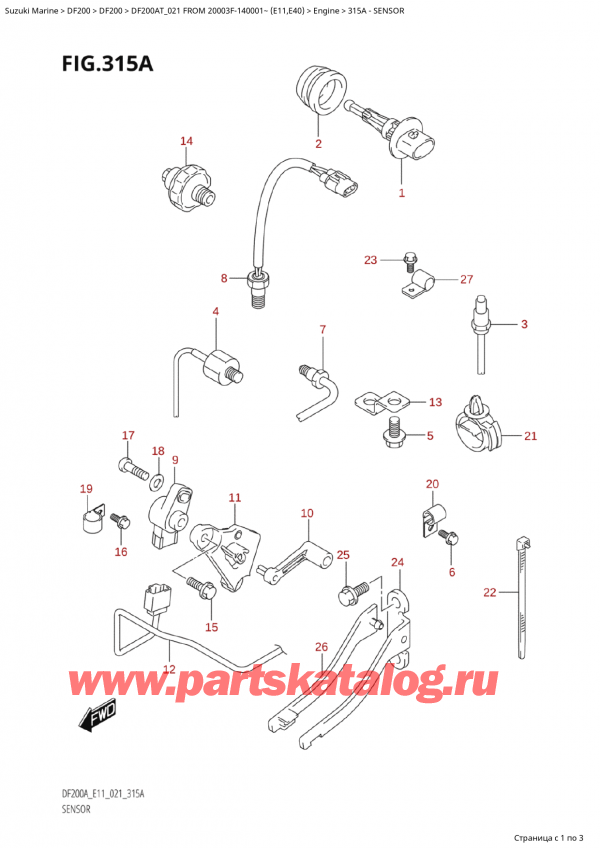   ,   , Suzuki Suzuki DF200A TL / TX FROM 20003F-140001~  (E01 021)  2021 , Sensor - 