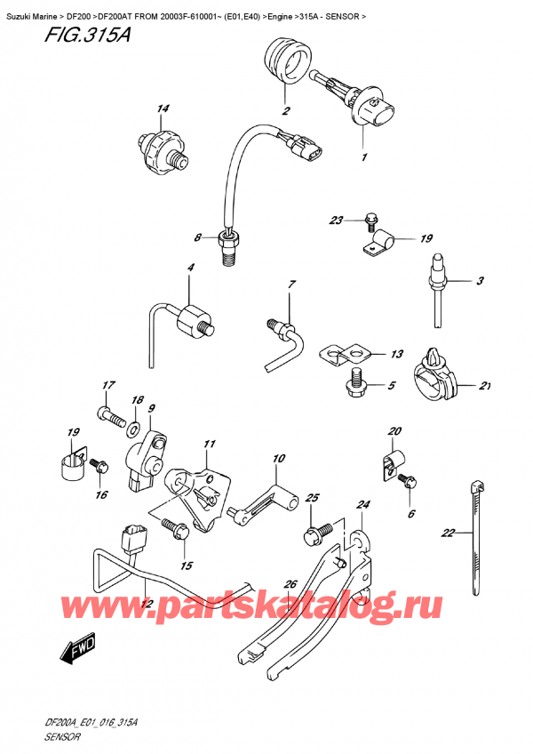  ,  , Suzuki DF200A TL/TX FROM 20003F-610001~ (E01)  , Sensor