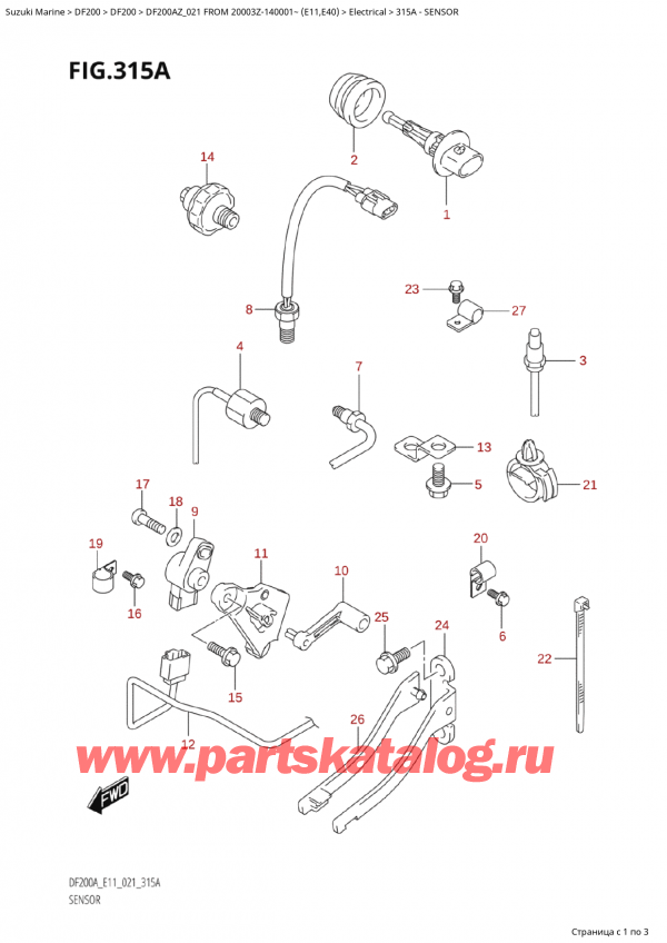  ,   , Suzuki Suzuki DF200A ZL / ZX FROM 20003Z-140001~  (E01 021)  2021 ,  - Sensor