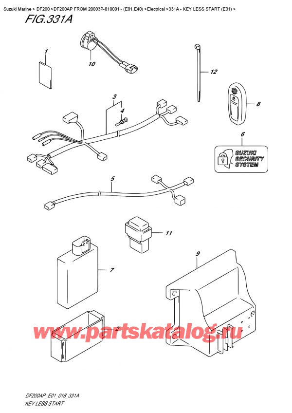   , , Suzuki DF200AP L/X FROM 20003P-810001~ (E01), Key Less Start  (E01)