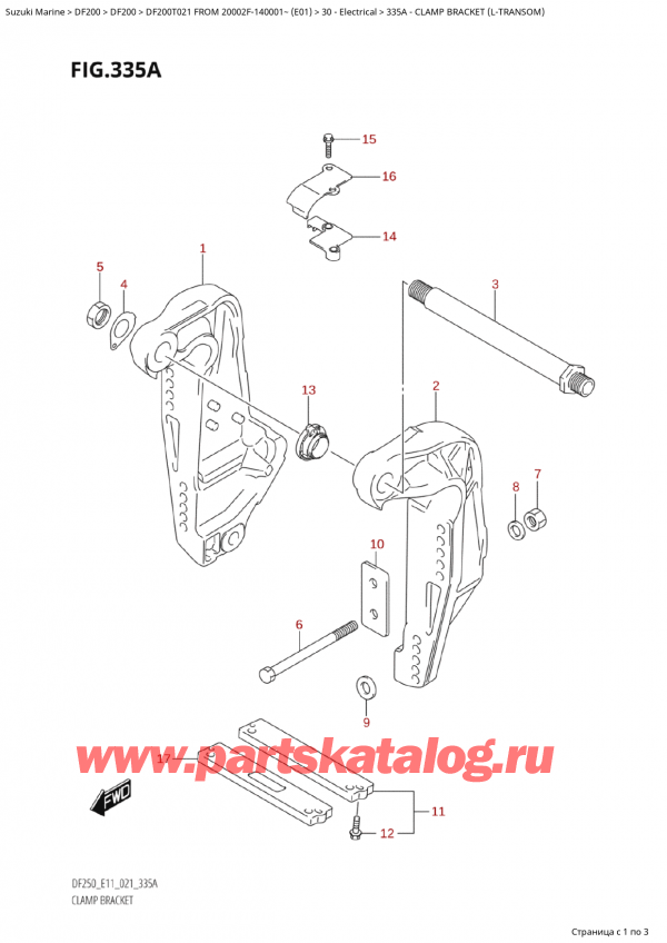 ,    , Suzuki Suzuki DF200TX FROM 20002F-140001~ (E01 021), Clamp Bracket (LTransom)