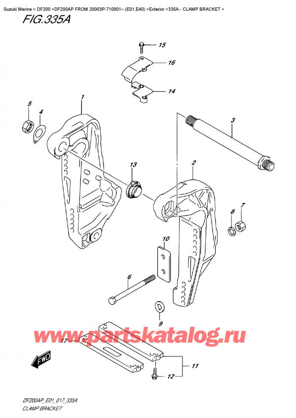 ��������� ��������, �� ��������� �����, Suzuki DF200A PL / PX FROM 20003P-710001~ (E01)  , Clamp Bracket