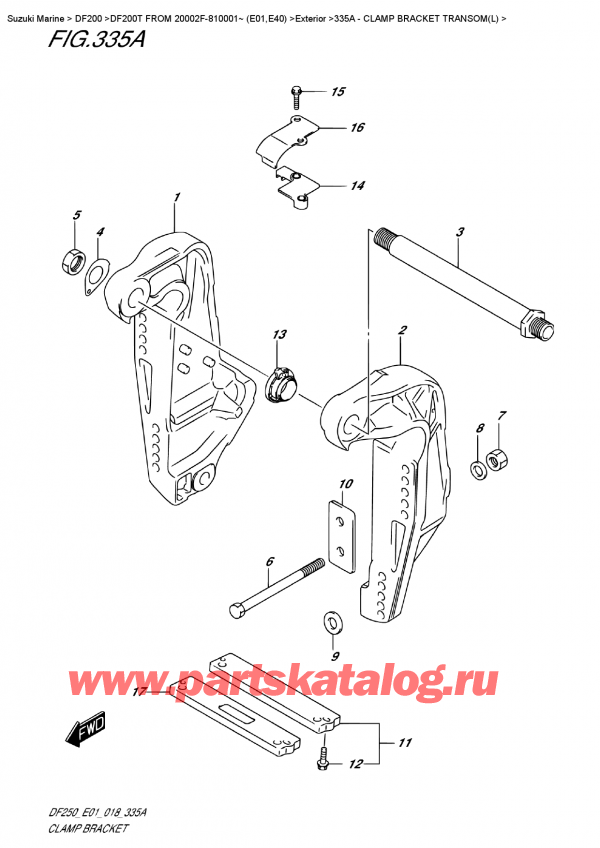  ,  , Suzuki DF200T X FROM 20002F-810001~ (E01)   2018 , Clamp Bracket  Transom(L)