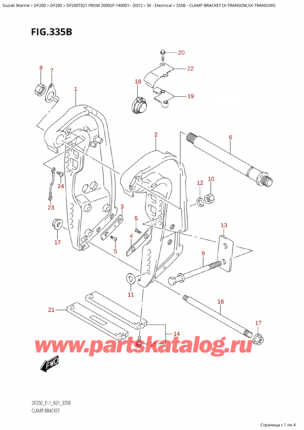   ,   , Suzuki Suzuki DF200TX FROM 20002F-140001~ (E01 021)  2021 , Clamp Bracket (XTransom,XxTransom)