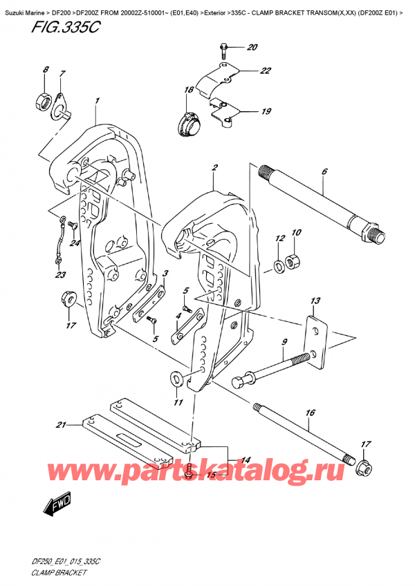   ,   , Suzuki DF200Z X / XX  FROM 20002Z-510001~ (E01)  2015 ,   Transom (X, xx) (Df200Z E01) - Clamp Bracket  Transom(X,xx)  (Df200Z  E01)