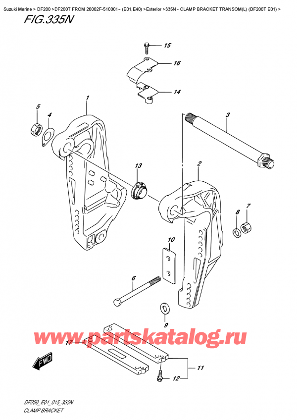  ,   , Suzuki DF200T L / X / XX FROM 20002F-510001~ (E01) , Clamp Bracket  Transom(L)  (Df200T  E01)