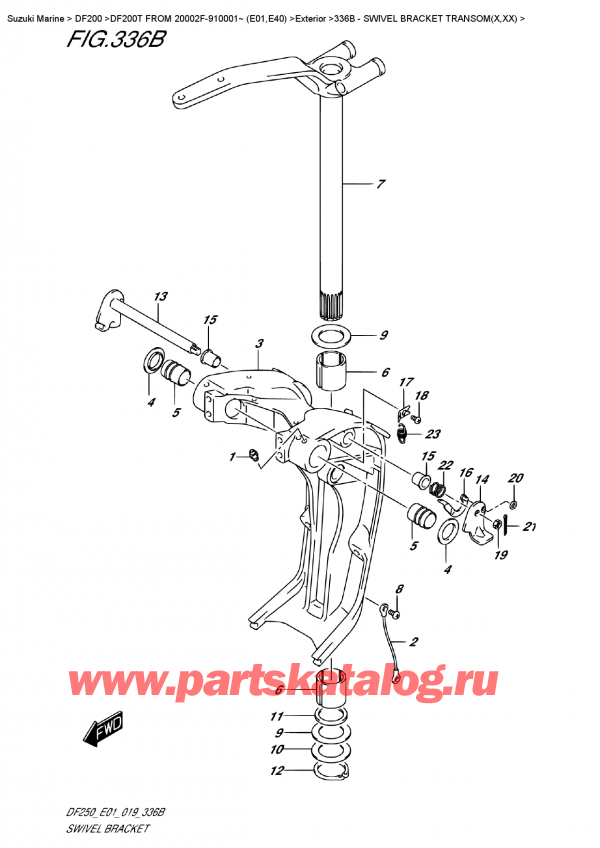   ,   , Suzuki DF200T X FROM 20002F-910001~ (E01)  2019 ,   Transom (X, xx) - Swivel Bracket  Transom(X,xx)