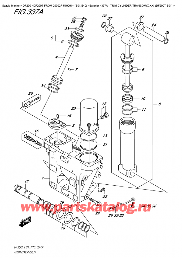  ,  , Suzuki DF200T L / X / XX FROM 20002F-510001~ (E01)   2015 , Trim  Cylinder  Transom(X,xx)  (Df200T  E01) -   Transom (X, xx) (Df200T E01)