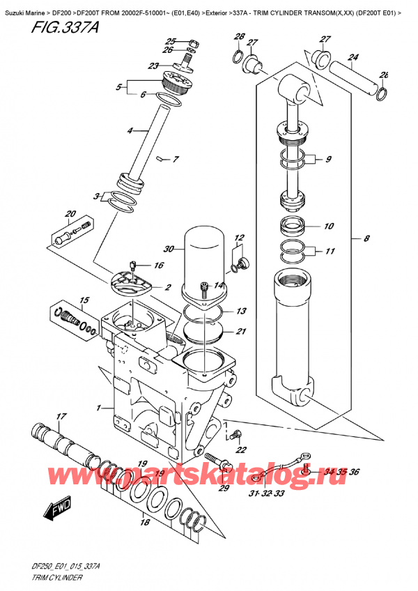 ,    , Suzuki DF200T L / X / XX FROM 20002F-510001~ (E01) , Trim  Cylinder  Transom(X,xx)  (Df200T  E01)