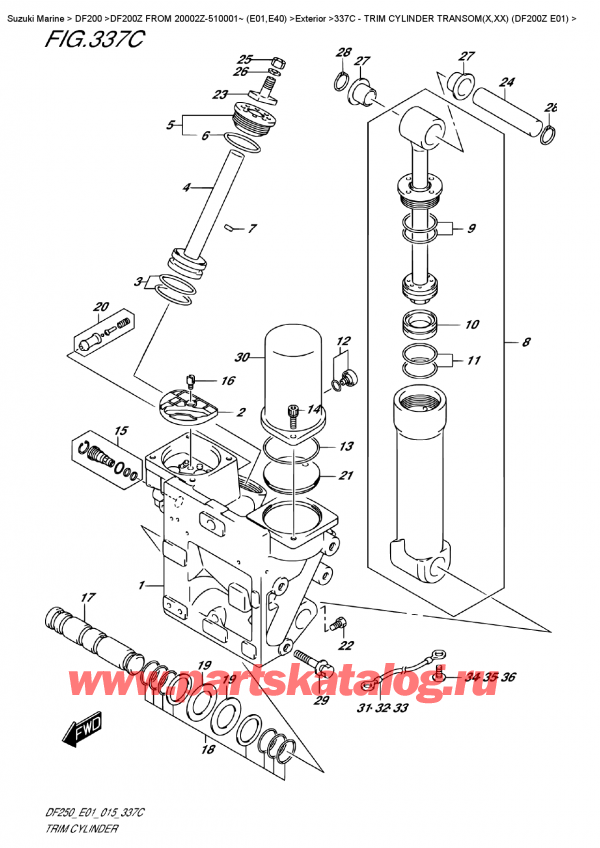  ,   , Suzuki DF200Z X / XX  FROM 20002Z-510001~ (E01)  2015 ,   Transom (X, xx) (Df200Z E01)