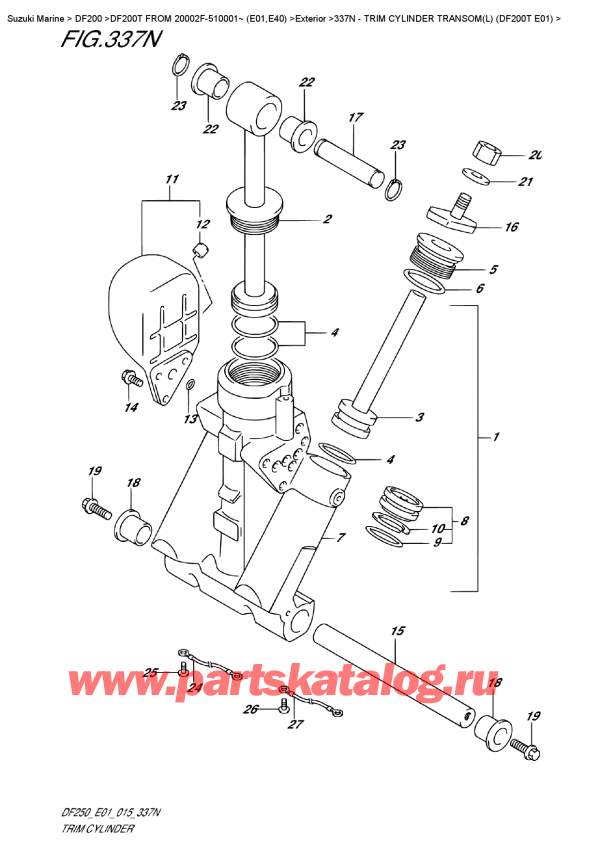 ,    , Suzuki DF200T L / X / XX FROM 20002F-510001~ (E01)   2015 , Trim  Cylinder  Transom(L)  (Df200T  E01) /   Transom (L) (Df200T E01)