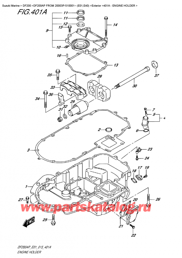   ,   , Suzuki DF200 APL / APX FROM 20003P-510001~ (E01)  2015 , Engine Holder