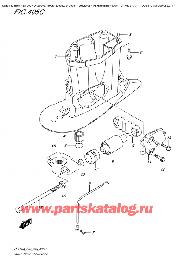 �������������, �� ��������� �����, Suzuki DF200 AZL / AZX FROM 20003Z-610001~ (E01) ������ 2016 ����, Drive  Shaft  Housing  (Df200Az  E01)