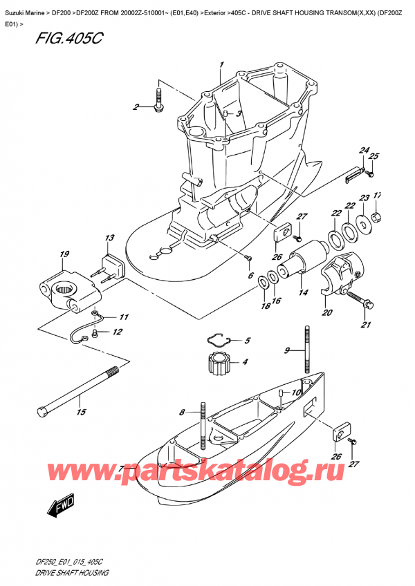  ,  , SUZUKI DF200Z X / XX  FROM 20002Z-510001~ (E01),    Transom (X, xx) (Df200Z E01)