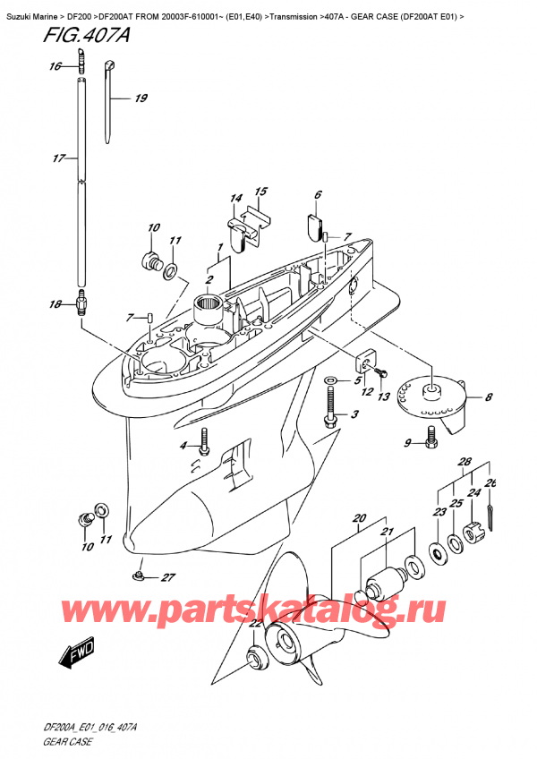  ,   ,  DF200A TL/TX FROM 20003F-610001~ (E01)  , Gear Case  (Df200At  E01)