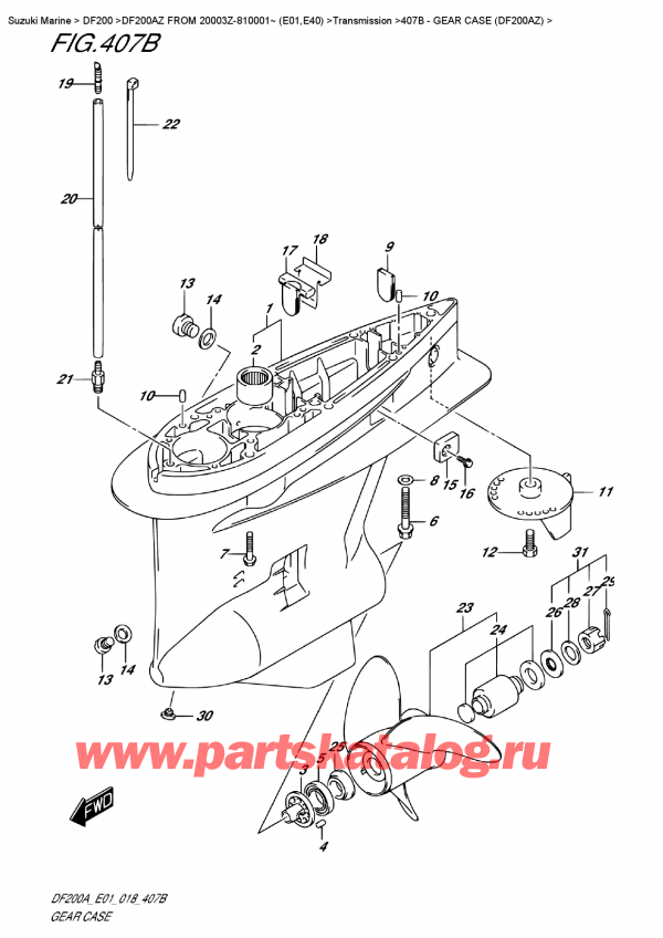  ,   , Suzuki DF200A ZL / ZX FROM 20003Z-810001~ (E01)  2018 , Gear Case  (Df200Az)