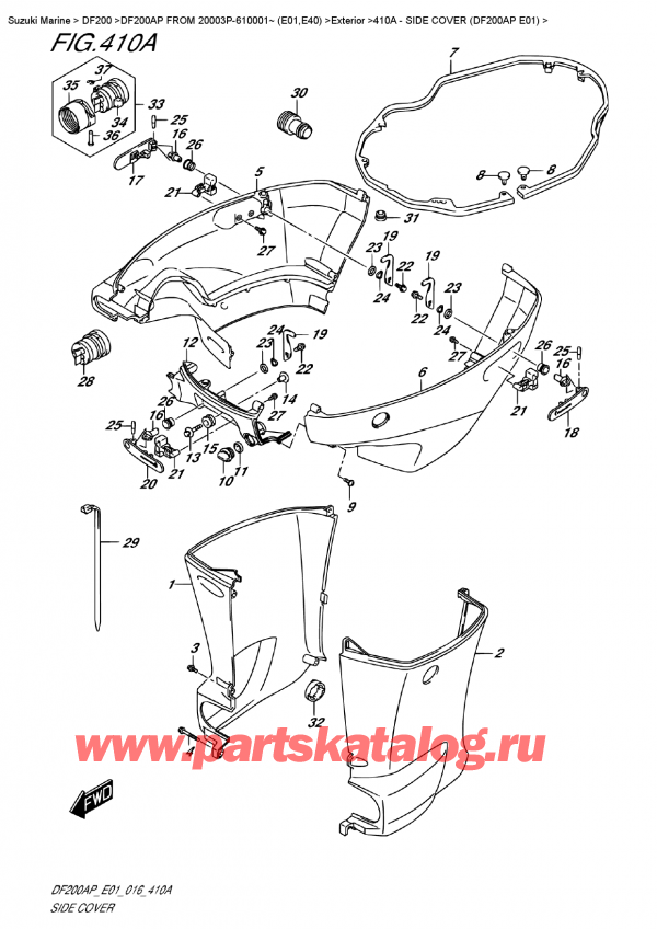  ,   , Suzuki DF200AP L/X FROM 20003P-610001~ (E01)    2016 , Side Cover (Df200Ap  E01)