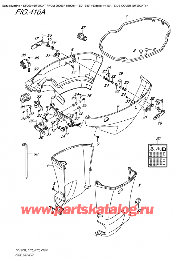  ,   , Suzuki DF200A TL / TX FROM 20003F-810001~ (E01),   (Df200At) - Side Cover (Df200At)