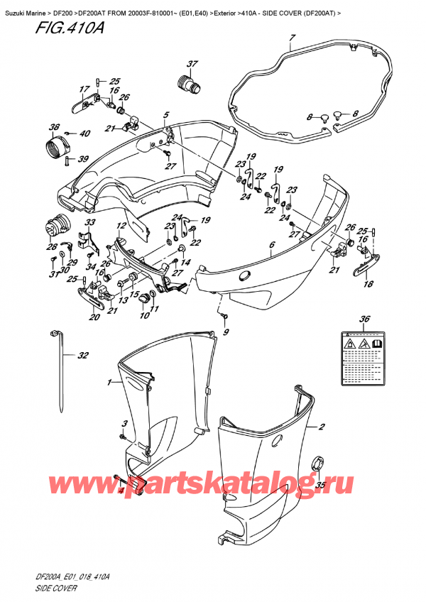 ,   , Suzuki DF200A TL / TX FROM 20003F-810001~ (E01)  2018 ,   (Df200At) - Side Cover (Df200At)