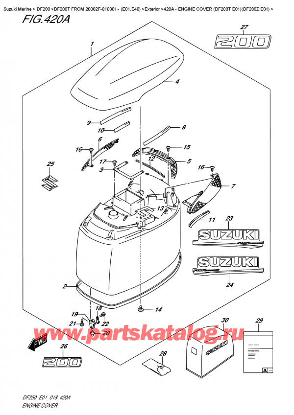 ,   , Suzuki DF200T X FROM 20002F-810001~ (E01) , Engine Cover  (Df200T  E01)(Df200Z  E01) /   () (Df200T E01) (Df200Z E01)