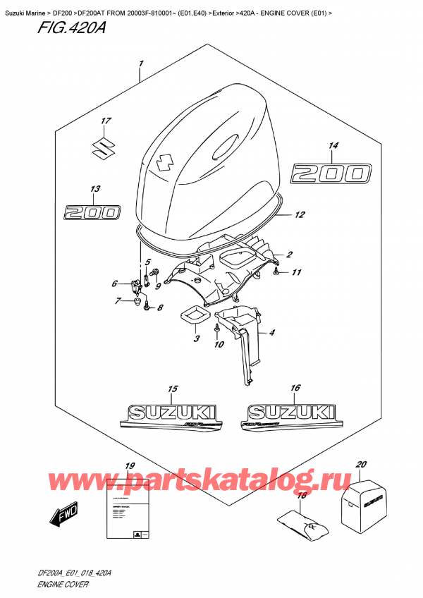  ,   , Suzuki DF200A TL / TX FROM 20003F-810001~ (E01), Engine Cover  (E01) /   () (E01)