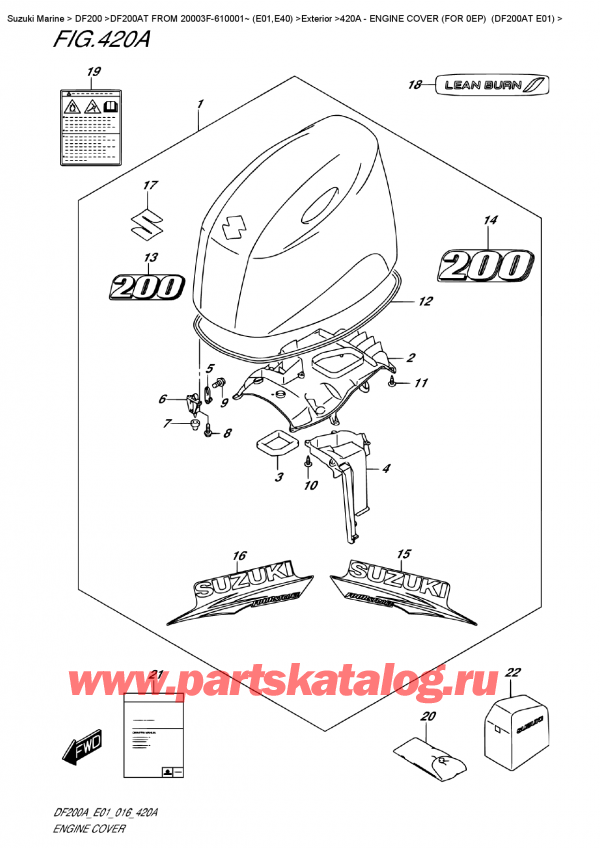   ,  , Suzuki DF200A TL/TX FROM 20003F-610001~ (E01)  , Engine Cover  (For  0Ep)  (Df200At E01)