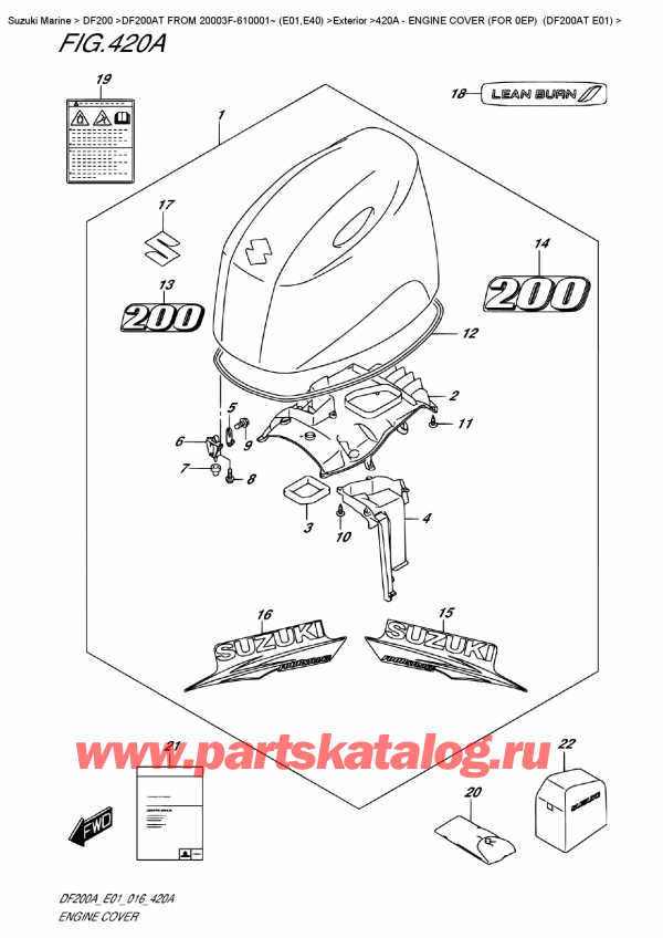  ,  , SUZUKI DF200A TL/TX FROM 20003F-610001~ (E01)    2016 ,   () ( 0Ep) (Df200At E01)