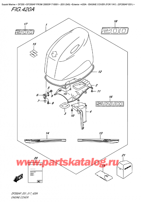  ,   , Suzuki DF200A PL / PX FROM 20003P-710001~ (E01)    2017 ,   () (    ()) (Df200Ap E01)