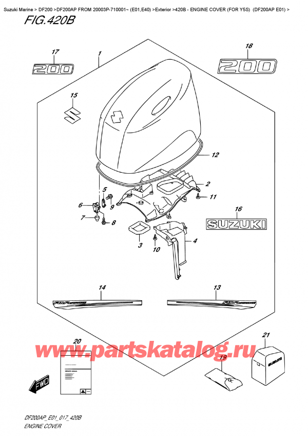 ��������� ��������, , Suzuki DF200A PL / PX FROM 20003P-710001~ (E01)  , Engine Cover  (For  Y5S)  (Df200Ap E01)