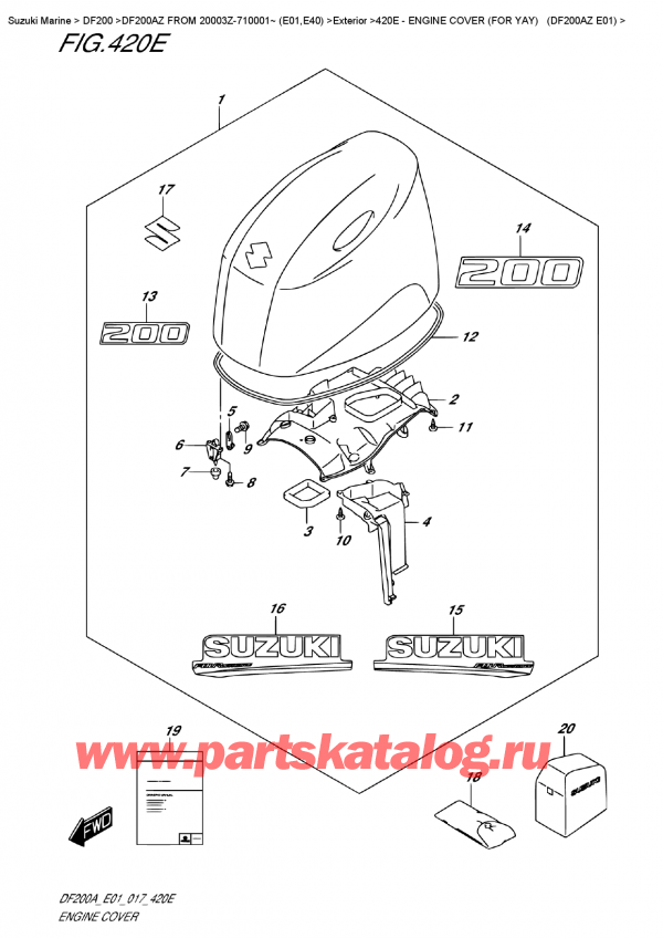   ,  , Suzuki DF200A ZL / ZX FROM 20003Z-710001~ (E01)  , Engine Cover  (For  Yay)  (Df200Az E01)