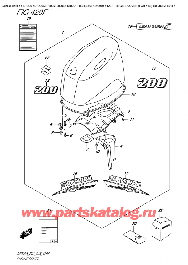 ������ ��������, �� ��������� �������� ���������, ������ DF200A ZL / ZX FROM 20003Z-510001~ (E01) ������ 2015 ����, Engine Cover  (For  Y5S)  (Df200Az  E01)