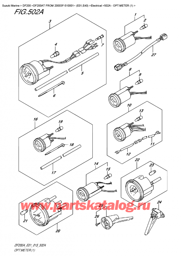  ,   , Suzuki DF200A TL / TX FROM 20003F-510001~ (E01)  2015 , Opt:meter (1) - :  (1)