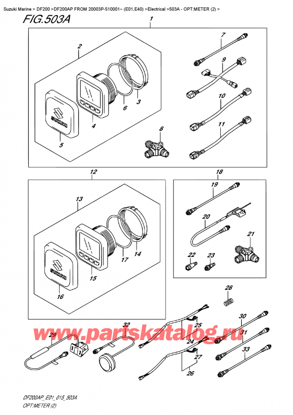  ,   , Suzuki DF200 APL / APX FROM 20003P-510001~ (E01)  2015 , Opt:meter  (2) / :  (2)
