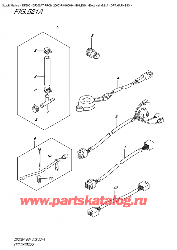 ��������� ������������ ��������, �� ��������� ���������, Suzuki DF200A TL / TX FROM 20003F-810001~ (E01), Opt:harness / �����: ���� ��������