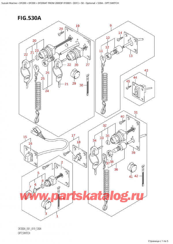  ,    , Suzuki Suzuki DF200A TL / TX FROM 20003F-910001~  (E01 019)  2019 , :  - Opt:switch