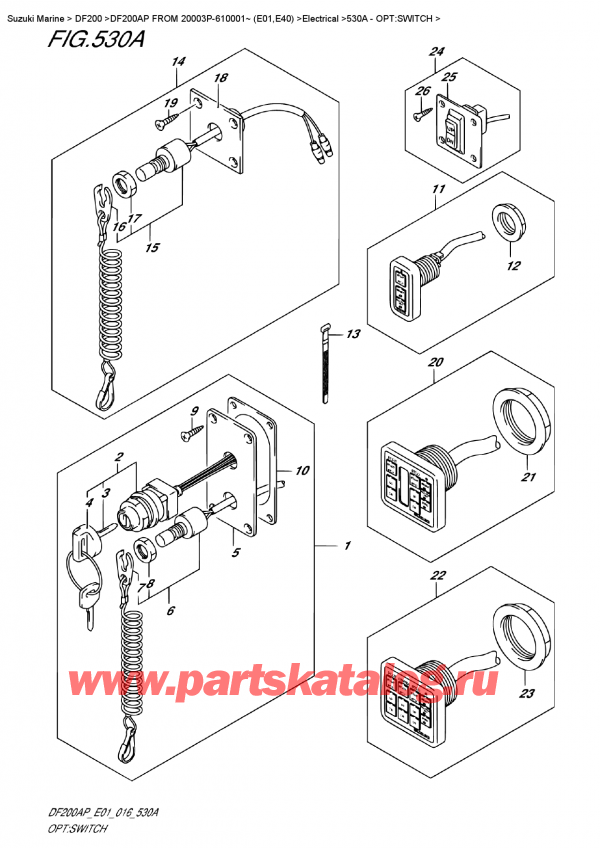 , , Suzuki DF200AP L/X FROM 20003P-610001~ (E01)    2016 , :  - Opt:switch