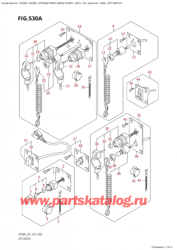 ������ ������������ ��������, �� ��������� ���������, ������ Suzuki DF200A ZL / ZX FROM 20003Z-910001~  (E01 019) ������ 2019 ����, Opt:switch
