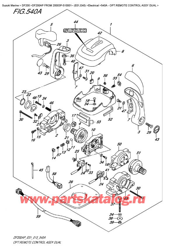 ,   , Suzuki DF200 APL / APX FROM 20003P-510001~ (E01), Opt:remote  Control  Assy  Dual / :     Dual